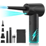 kosingna Air Duster Şişirme Vakum Pompası 3'ü 1 arada Işıklı 3 Vites Ayarlanabilir 50000 RPM Kablosuz Hava Üfleyici Fırçalı Motor 6 Nozul PC Klavye Temizliği Yüzme Halkası Şişirme Torbaları Vakum