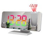 kosingna Dijital 180° Projeksiyonlu Çalar Saat Dinamik RGB Işık Parlaklığı Ayarlanabil Erteleme Çift Alarm Ayarı USB Şarj Portu Yatak Odası için Aynalı Saat 12H/24H