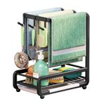 kosingna Mutfak Lavabo Caddy Organizatör Karbon Çelik Duvara Monte veya Tezgah Üstü Havlu Askıları Çıkarılabilir Damlama Tepsili Süngerlik Mutfak Düzenleme ve Saklama Sabun Fırçası Bulaşık Bezi Rafı