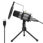 kosingna USB Mikrofon Bilgisayar Masaüstü Bilgisayar Mikrofonu Tr Standlı Kondenser Mikrofon Şok Montajı Pop Filtresi Video Konferans Toplantı Yayını Şarkı Söyleme Podcast Oyun için Tak ve Çalıştır