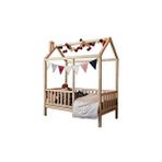 Köşk Mobilya Çatılı 120x200 Ölçüsünde Montessori Bebek ve Çocuk Karyolası Kahverengi