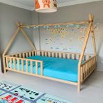 Köşk Mobilya Rüya Doğal Montessori Bebek ve Çocuk Karyolası Kızılderili Model tüm Ölçülerde - 60 x 190 cm - Ahşap