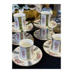 Kosova 6 KİŞİLİK RENKLİ YALDIZ İŞLEMELİ KAHVE FİNCAN TAKIMI 90 ML (RSY254)