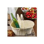 Kosova Beyaz Rattan Hasır - Oval Piknik Sepeti 39cm