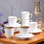 Kosova New Bone China Beyaz Yaldızlı Kahve Fincan Seti