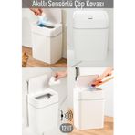 Kosova Porsima 4147 Hareket Sensörlü Sessiz Kapatma Çöp Kutusu Banyo Mutfak Çöp Kovası Kapaklı Banyo Çöp Kovası