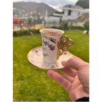 Kosova RSY-143 90CC 6lı Uzun Kahve Fincan Takımı (Rose Flower) - 6 Adet - 90 ml