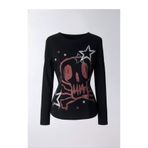 Köstebek Skull Stars Vintage Uzun Kollu Bluz