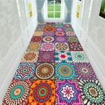 Koşu Halısı Halı Etnik Stil Koşu Halısı, Yumuşak Ve Rahat Kaymaz Koridor Paspasları, İsteğe Göre Kesilebilir (80x700cm)