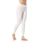 Kota 4000 Bayan Penye Elastan Uzun Tayt - Günlük Spor ve Pilates Taytı (Beyaz, XXL)