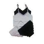KOTA Kadın Siyah-Beyaz 2'li İp Askılı Atlet Külot Takım, L/XL Beden