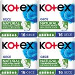 Kotex Natural Gece Pedleri %100 Doğal Pamuklu 16 Adet Hipoalerjenik Süper Ekonomik - yok