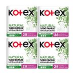 Kotex Natural Normal Ekstra Koruma 28 Adet x 4 Paket %100 Pamuklu Hijyenik Ped