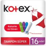 Kotex Süper Tampon 16'lı Pamuksu Üst Yüzey ile Rahatlık ve Güven Sağlar