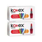 Kotex Tampon Mini 32'li Set (2PK*16), Mavi Koruma Bariyeri, İpeksi Dış Yüzey