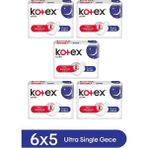 Kotex Ultra Gece 6'lı x 5 Hijyenik Ped Sızıntı Önleyici Teknoloji ile Rahatlık Sağlar