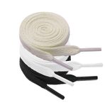 Kotii 3 çift 5/16 "geniş düz ayakkabı bağcıkları Sneakers için atletik koşu ayakkabıları dizeleri renkli ayakkabı bağcığı rahat tahta ayakkabı, Bej Beyaz Siyah, 63inch(160cm)