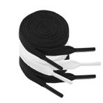 Kotii 3 çift 5/16 "geniş düz ayakkabı bağcıkları Sneakers için atletik koşu ayakkabıları dizeleri renkli ayakkabı bağcığı rahat tahta ayakkabı, Siyah Beyaz Siyah, 39inch(100cm)