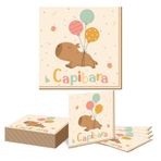 Kotkiddy Capybara 20 adet doğum günü partisi aksesuarı, sevimli karikatür, Capybara kağıt tabak ve peçete, hayvan, portakal yemek takımı, Capybara doğum günü dekorasyonu