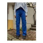 KOTOLOG Kadın Baggy Wide Leg Regular Fit Saks Mavi Kargo Cep Detay Geniş Paça Jean Pantolon