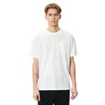 Koton 000 Beyaz Bisiklet Yaka Cep Detaylı Kısa Kollu Erkek T-shirt