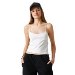 Koton 010 Kadın Ekru Pamuklu Atlet Dar Kesim Ribanalı Bisiklet Yaka T-shirt