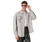 Koton 023 Erkek Oversize Cep Detaylı Uzun Kollu Gri Gömlek