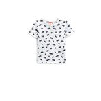 Koton 03E Erkek Bebek Ekru Desenli Slogan Baskılı Bisiklet Yaka Kısa Kollu T-shirt
