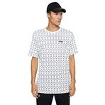 Koton 0D0 Erkek Beyaz Desenli Basic Bisiklet Yaka Slogan Baskılı Geometrik Desenli T-shirt