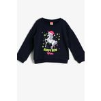 Koton 0KMG17144AK Lacivert Yazılı Baskılı Kız Çocuk Sweatshirt