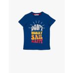 Koton 0YKB16257OK886 Slogan Baskılı Pamuklu Kısa Kollu Bisiklet Yaka Erkek Çocuk T-Shirt