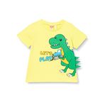 Koton 151 Erkek Bebek Sarı Dinozor Baskılı Uzun Kollu Bisiklet Yaka Aplike Detaylı T-shirt