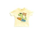 Koton 152 Erkek Bebek Sarı Dinozor Baskılı Kısa Kollu Bisiklet Yaka T-shirt