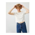Koton 1YAL18132OK Bisiklet Yaka Basic Crop T-shirt