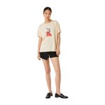 Koton 2SAK50336EK Bej Figür Baskılı Modal Karışımlı Kadın T-shirt