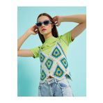 Koton 2SAL30037HT Geometrik Desenli Örgü Crop Atlet