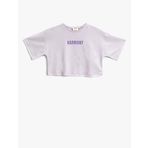 Koton 2SKG10555AK Yeşil Baskılı Crop Kız Çocuk T-shirt