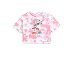 Koton 3D7 Kız Çocuk Lila Desenli Oversize Batik Desenli Kısa Kollu Bisiklet Yaka T-shirt