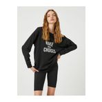 Koton 3SAK10017NK Siyah Pencere Detaylı Kadın Sweatshirt
