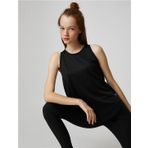 Koton 3SAK30002NK Siyah Polyester Kolsuz Kadın T-shirt