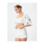 Koton 3SAK60224EW Crop Balon Kollu Çiçekli Kadın Bluz