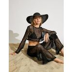 Koton 3SAK90001BK Siyah İspanyol Kol Kadın Crop Bluz