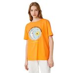 Koton 3SAL10113IK Turuncu Baskılı Kadın T-shirt