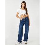 Koton 3SAL10144IK000 Beyaz Kadın Crop T-Shirt
