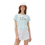 Koton 3SAL10256IK Mavi Baskılı Kadın T-Shirt