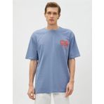 Koton 3SAM10046HK 655 Mavi Erkek Pamuk Jersey T-Shirt