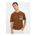 Koton 3SAM10851HK Kahverengi Erkek T-shirt