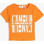 Koton 3SKG10035AK Turuncu Fitilli Crop Kız Bebek T-shirt