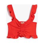 Koton 3SKG10088AK Kırmızı Fırfırlı Kız Bebek Crop Bluz