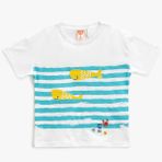 Koton 3SMB10137TK Ekru Baskılı Nakışlı Erkek Bebek T-shirt